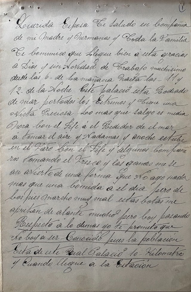 Carta manuscrita de Pedro a Paca, 1922