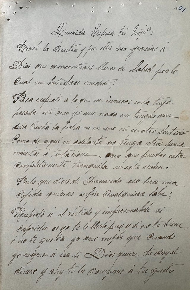 Primera hoja de una carta manuscrita de Pedro a Paca, con la Reina en Biarritz, 1923