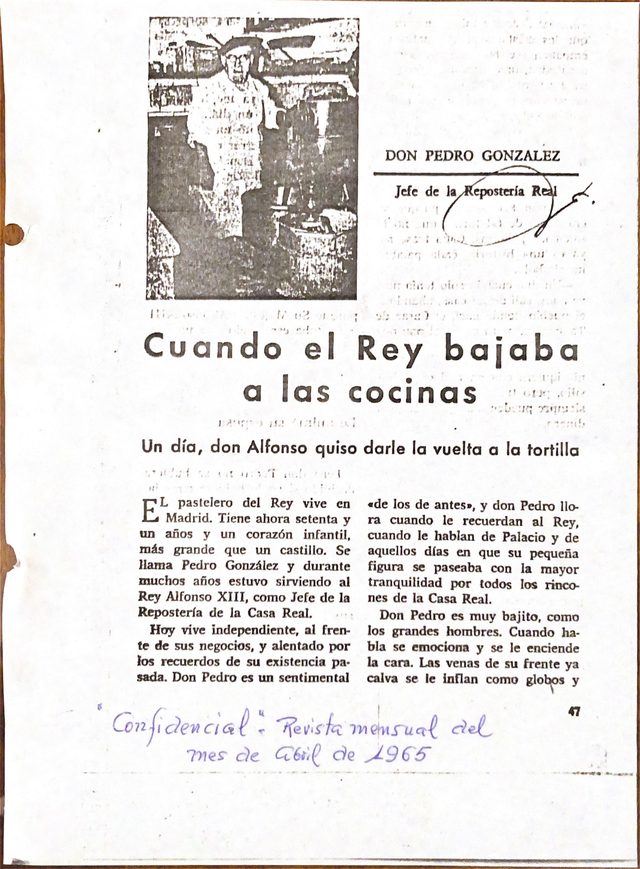 Portada del artículo Cuando el Rey bajaba a las cocinas, revista Confidencial, 1965