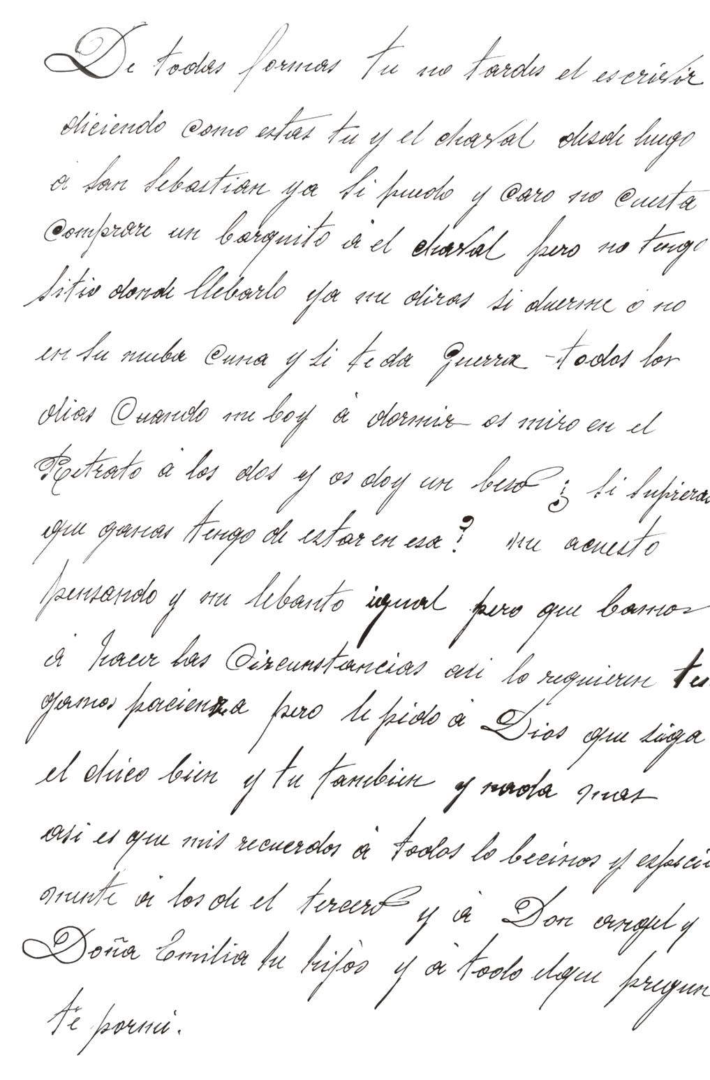 Fragmento manuscrito de una carta de Pedro a Paca
