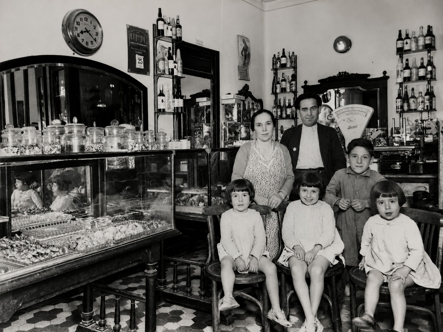 La familia González Crespo en la pastelería La China